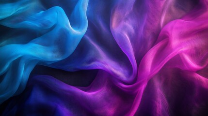 Obraz premium Dreamy blue purple fabric flows gently soft light. AI Generated