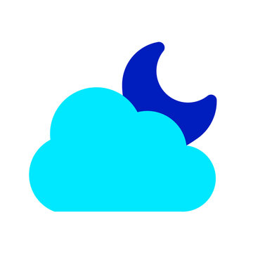 cloudy with crescent moon duo tone icon