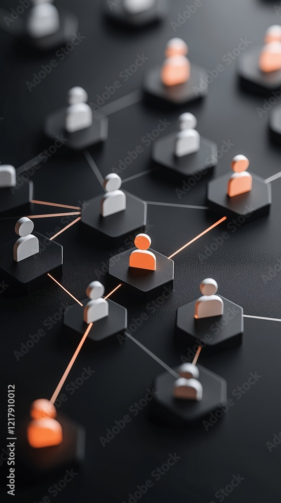 Poster network of interconnected figures demonstrating relationship dynamics in a digital landscape