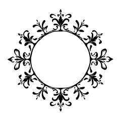 Elegant Circular Floral Frame: Vintage Ornament Design. Perfect for invitations, logos, and more. Classic, symmetrical, and decorative vector graphic.