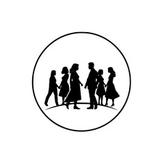 Silhouettes of a Group of People Walking Together, Symbolizing Unity, Community, and Connection