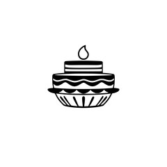 A delectable layered cake, adorned with a single candle, sits on a decorative plate, promising a delightful treat for any occasion. Perfect for birthday celebrations or special moments.