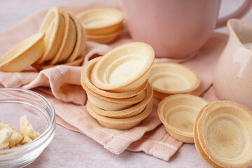 Homemade tartlets on light background