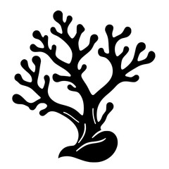 Black and White Seaweed Silhouette: An Elegant Botanical Illustration of Underwater Flora