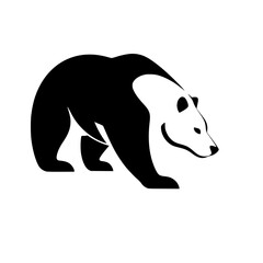 Majestic Bear Silhouette: A Striking Black and White Vector Graphic