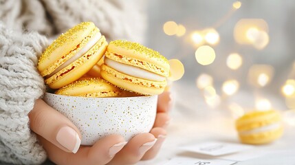   Close-up photo of someone holding a bowl full of creamy, comforting macaroni and cheese