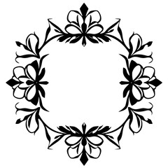 Elegant Black and White Floral Frame Design: Vintage Ornament Border for Decoration. Perfect for invitations, cards, and more!