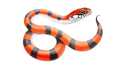 Naklejka premium Vibrant illustration of a colorful snake coiling with striking patterns against a plain background