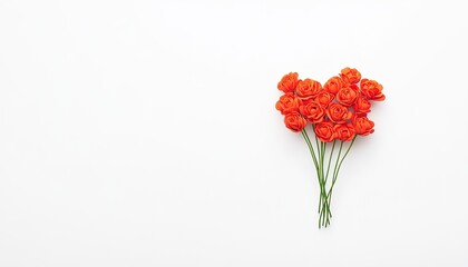 Fototapeta premium A vibrant bouquet of orange roses elegantly arranged on a clean white background, perfect for celebrations