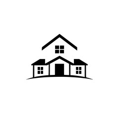 Modern House Design: A Symbol of Home and Family. This minimalist architectural icon represents real estate, property, and cozy living spaces. Ideal for home-related businesses.