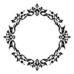 Elegant Circular Floral Frame: Vintage Classic Ornament Border Design. Perfect for invitations, logos, and more!