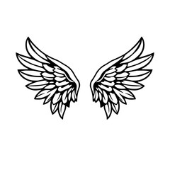 Obraz premium Pair of Wings: A Black and White Graphic Design, Perfect for Tattoo, Symbol, and Illustration Projects