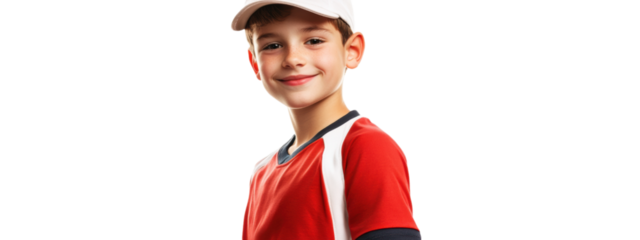 Active Boy in Sports Attire, isolated figure in vibrant sports uniform ideal for youth fitness campaigns or team spirit promotions