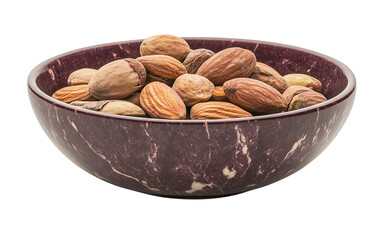 A Bowl of Pistachios and Almonds Symbolizing Abundance and Prosperity isolated on transparent background.