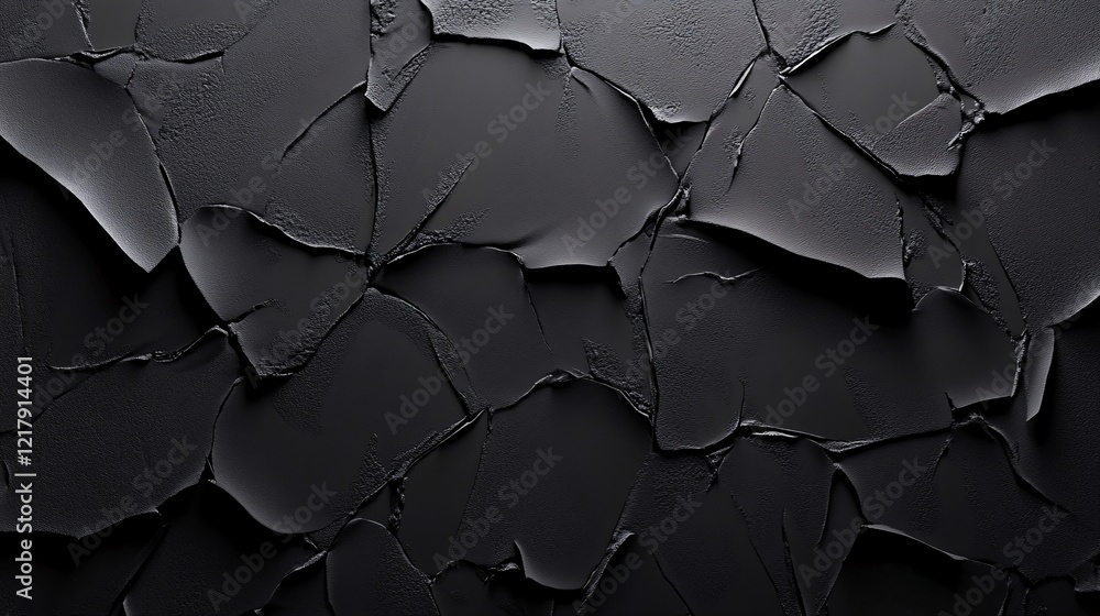 Aufkleber dark cracked surface creating dramatic abstract pattern
