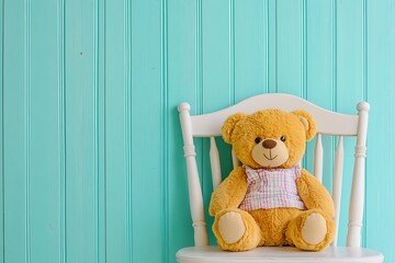 Teddy Bear Sitting on a Chair - Adorable Child's Toy