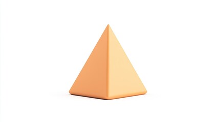 A simple orange pyramid shape displayed against a clean white background, emphasizing geometric design elements