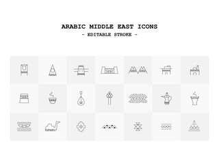 Saudi Arabia Icons, editable stroke	