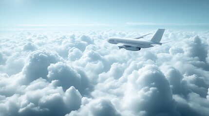Airplane Soaring Above A Sea Of Fluffy Clouds