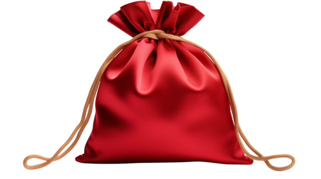 Red Satin Gift Bag with Drawstring Holiday Present Christmas Decoration Festive Packaging Elegant Accessory