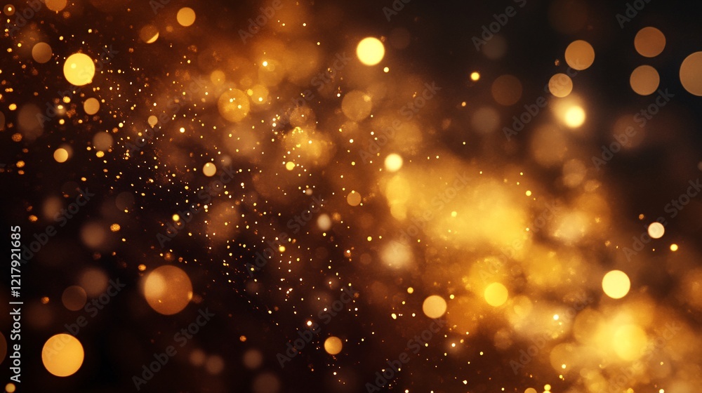 Aufkleber Golden particles and bokeh lights creating festive background
