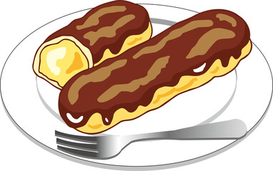 お皿に乗ったエクレア