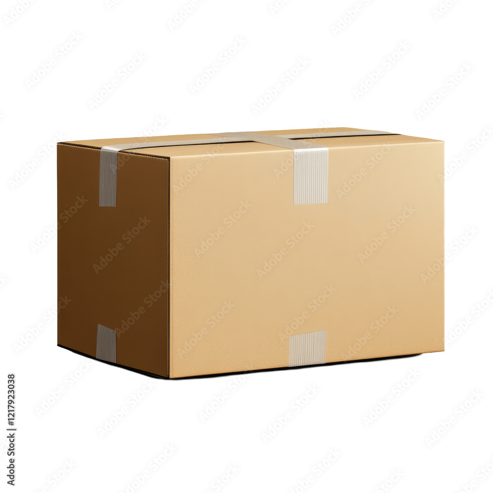 Poster a simple cardboard box with transparent background ready for shipping, storage, or packaging in any 