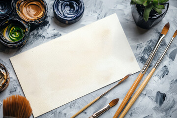 Elegant art class gift certificate with watercolor brushstroke accents, sophisticated typography, clean design lines