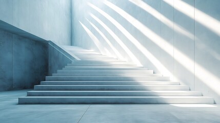 Obraz premium Serene Modern Staircase Bathed in Soft Sunlight. AI Generated