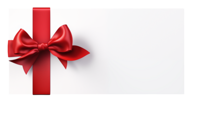 Elegant Red Ribbon Bow on White Gift Certificate Template for Holiday Promotions