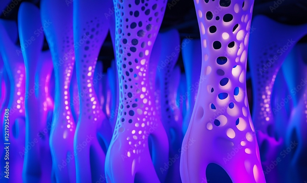 Aufkleber luminous abstract forms with intricate patterns and neon glow