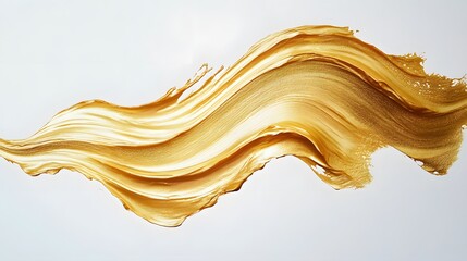 Luxurious Golden Brushstroke on White Canvas