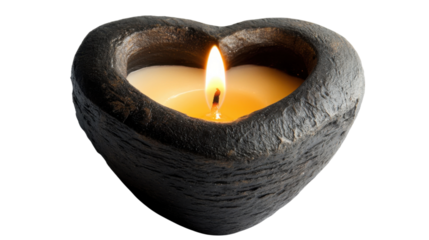 Heart shape candle on transparent background