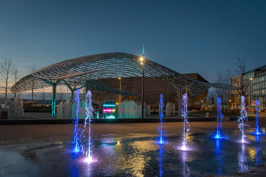 Dundee Scotland waterfront area on a bright winter morning