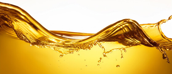Fototapeta premium Golden oil splash cut out on orange bacground