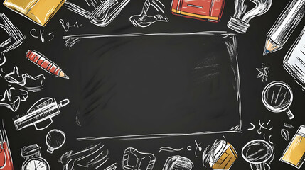 Chalkboard Back to School Supplies Frame