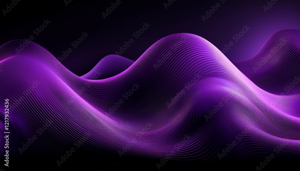 Wall mural purple grainy gradient color flow wave on black background music cover dance party poster design