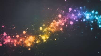 A vibrant, colorful swirl of glowing orbs and particles creating a mesmerizing cosmic effect against a dark backdrop.