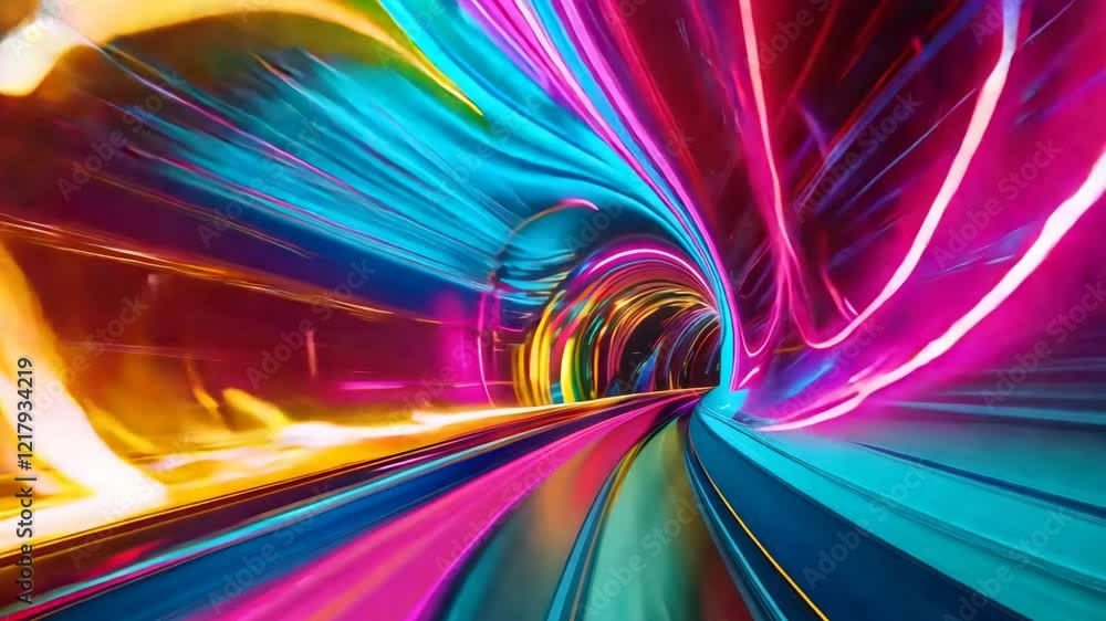 Aufkleber vibrant neon tunnel with colorful lights creating futuristic and dynamic atmosphere