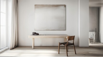 Minimalist Office with Wooden Desk and Natural Light