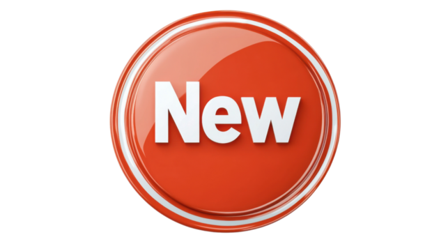 New banner text sign on transparent background