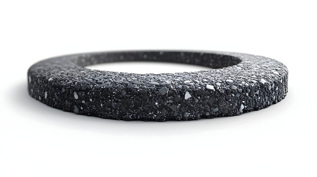 A textured dark gray ring with a rough, granular surface, isolated on white