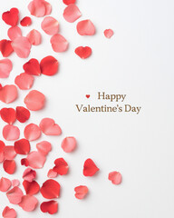 valentines day Happy Valentine Day with rose petals creating romantic atmosphere