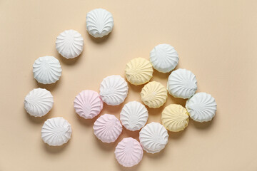 Many sweet zephyr on beige background