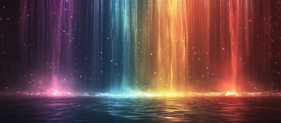 Breathtaking abstract landscape showcasing a mesmerizing celestial light display with vibrant aurora borealis and cosmic energy reflected on the serene surface of a body of water