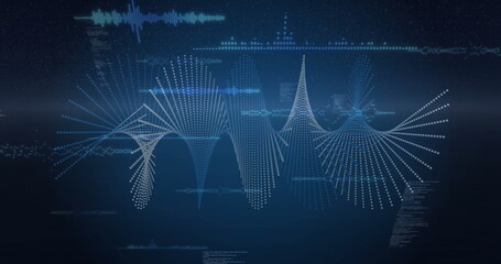 Obraz premium Image of dna strand over data processing