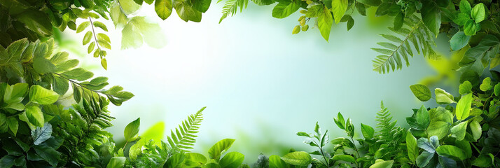 Vibrant green foliage frame for promotional designs and marketing materials