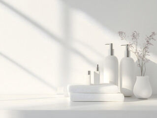 White Bathroom Products and Dried Flowers Arrangement
