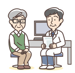 診察を受けるおじいさん