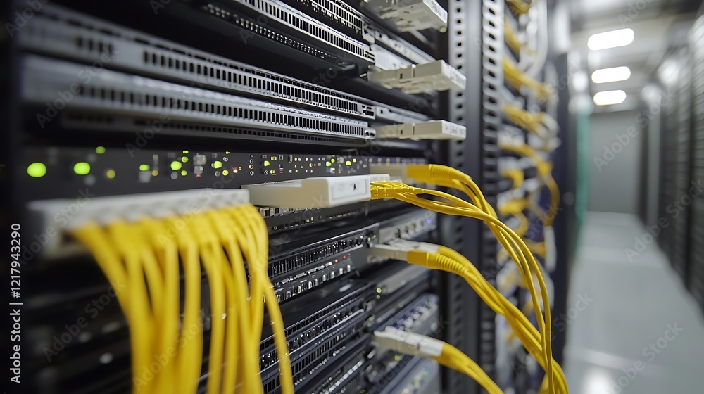 Aufkleber high-tech server room: network infrastructure and data center technology